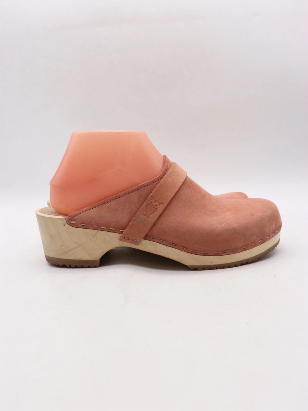Sandgrens Wooden Mule Women's EU 39 Handmade Swedish Clogs Pink Leather Slip On